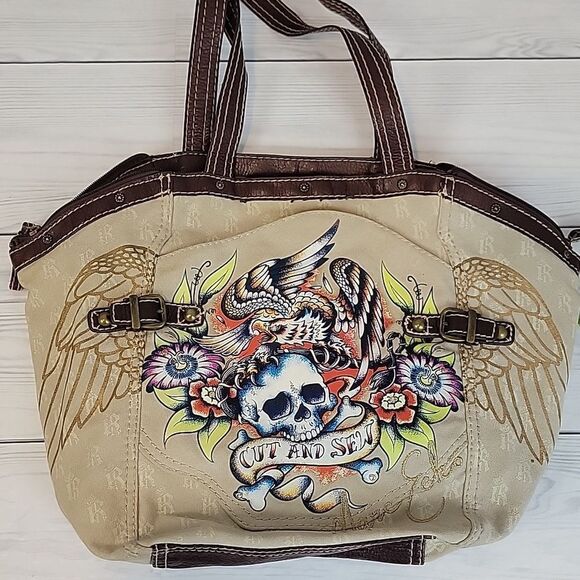 Marc Ecko Cut And Sew "Red" Shoulder Bag With Skull Graphics - Picture 9 of 12